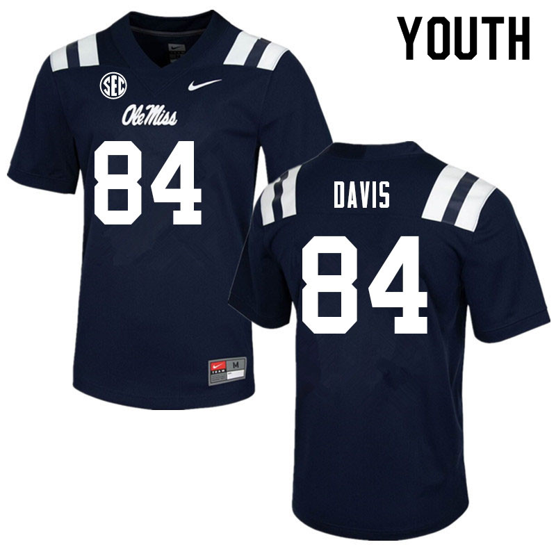 Youth #84 Qua Davis Ole Miss Rebels College Football Jerseys Sale-Navy